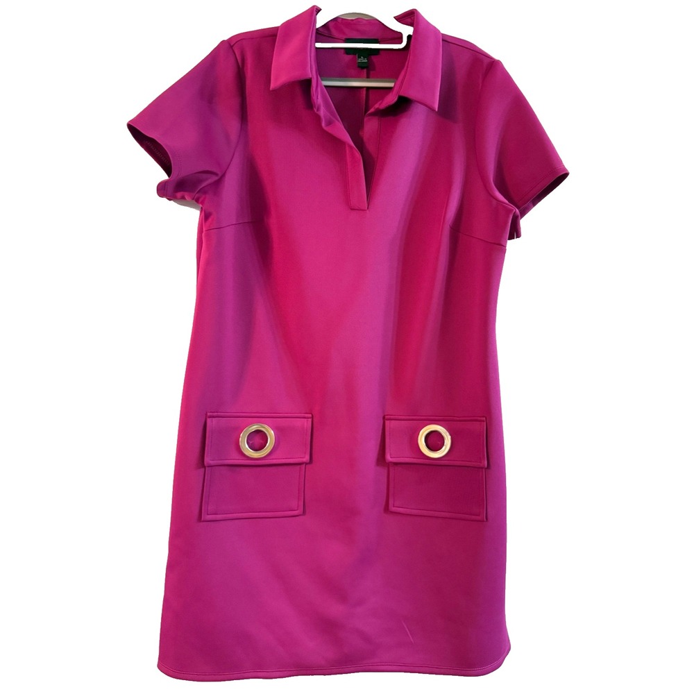 MSK Women's 3/4 Sleeve Grommet Pocket Dress Orchid Pink, Size Large NWT